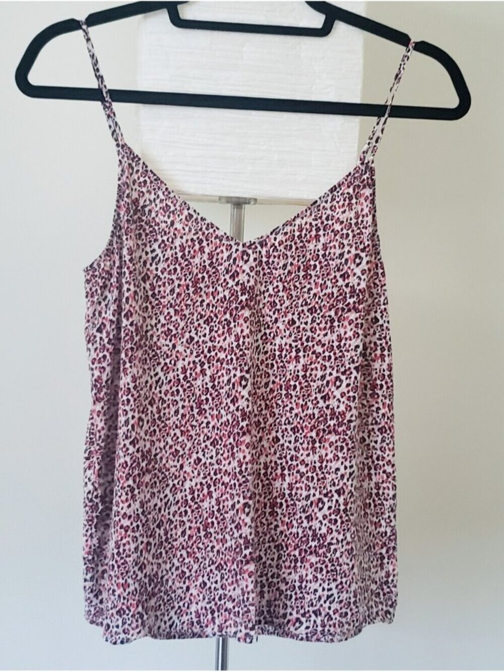 Equipment Femme 100% Silk Leopard Print Cami Top Pink Black Small
